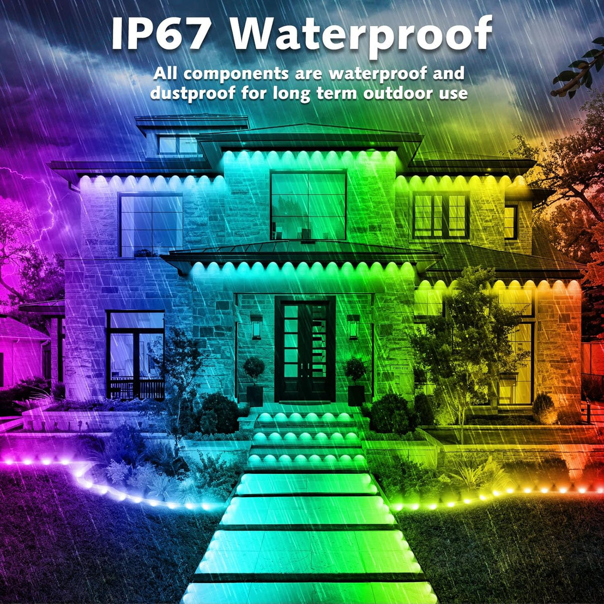 Prociv Permanent Outdoor Lights Waterproof, 50FT 50LEDs Eaves Lights APP & Remote Control, Color Changing Outdoor Lights with DIY Modes for for Party, Daily, Halloween, Christmas, Garden