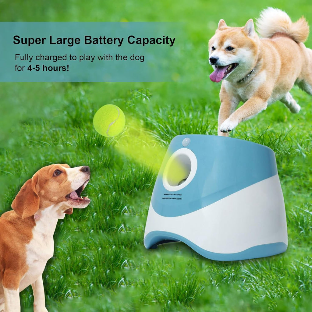 Ball Thrower for Dogs Interactive dog fetch machine Automatic Tennis Ball Launcher with 12 Tennis Balls Dog Ball Thrower Machine with 10-30Ft 3 Launching Distance for Small Dogs Indoor & Outdoor
