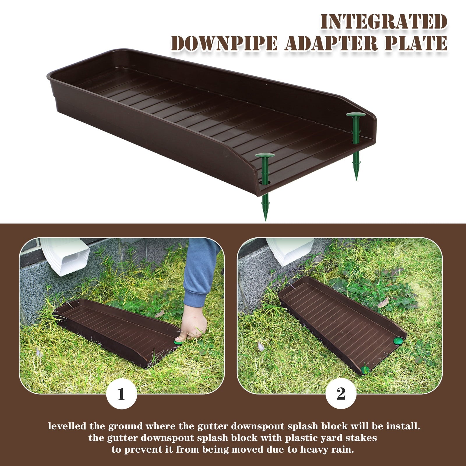 Gutter Downspout Splash Block 4 PCS Rain Gutter Guard Downspout Extensions 16 Drain Gutter Guard Diverter Fixable Rainwater Drainage to Protect House Foundations Foundation Water Diverter Black