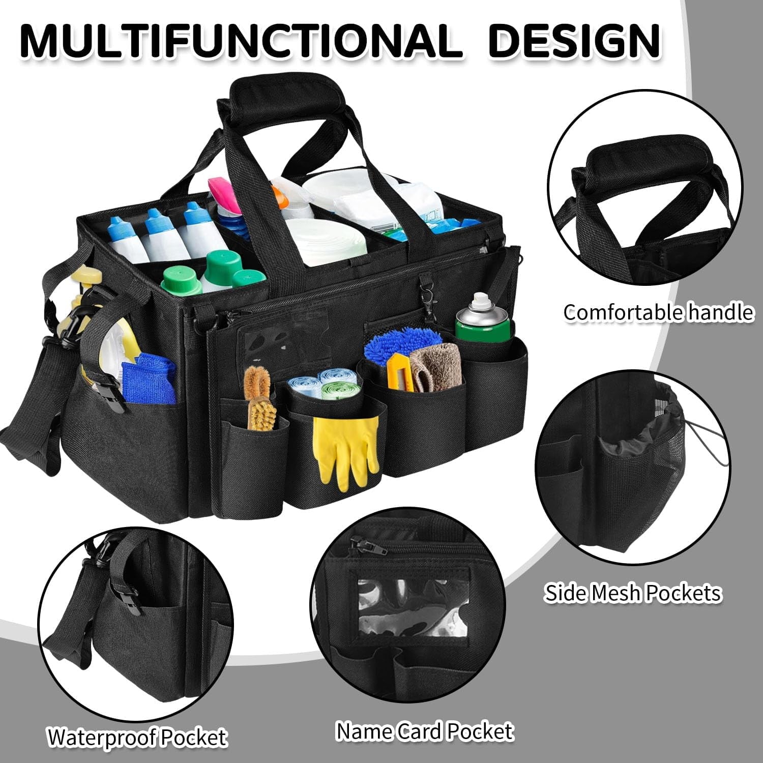 Cleaning Caddy Bag Cleaning Caddy Organizer for Housekeepers Cleaning Tool Organizers Tote Bag with Handle Kitchen Cleaning Supplies Storage Bag for Cleaners