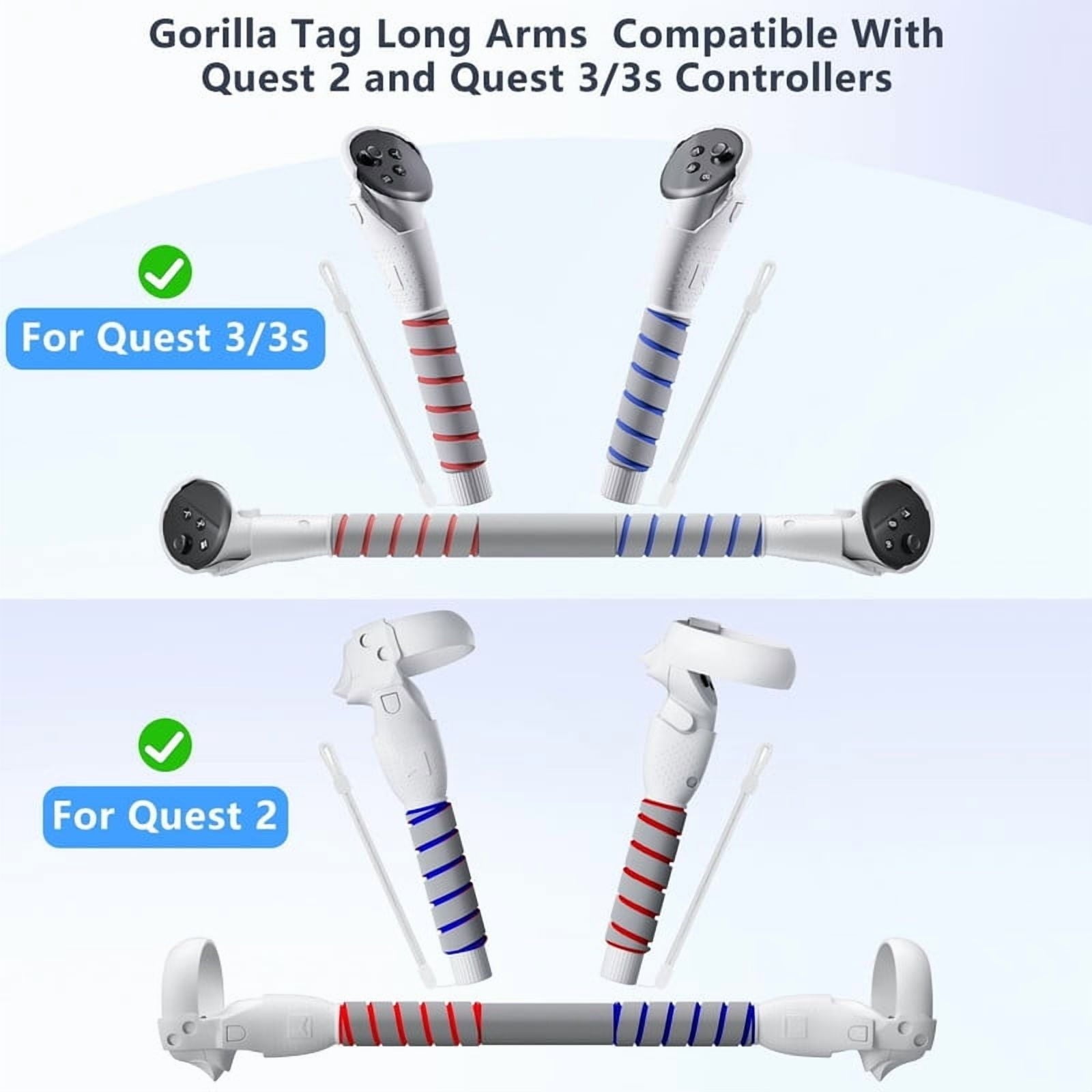 VR Gorilla Tag Long Arms for Meta Quest 3S/Quest 3/Oculus Quest 2 Handle Attachments Fit for Meta Quest 3S Accessories Extension Grips for Playing Beat Saber/Baseball/Golf Club Game