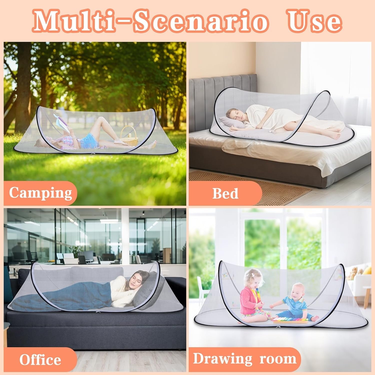 AmzDoer Mosquito Tent with Bottom Portable Foldable Mosquito Net for Outdoor Foldable Mosquito Net for Camping Personal Insect-Proof Canopy Mosquito Net for Bed Camping Travel Patio Suitable