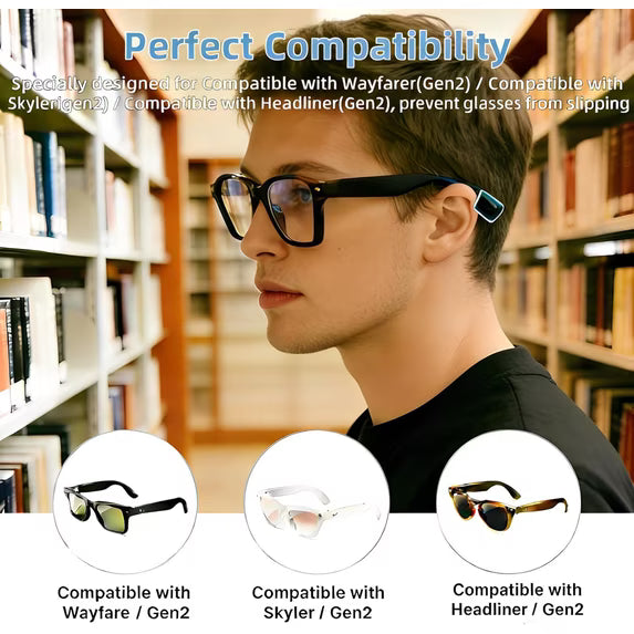 Eyeglass Ear Grip for Meta Wayfare/Skyler/Headliner Gen 2 Smart Glasses Accessories, Anti-Slip Silicone Elastic Eyeglasses Retainers
