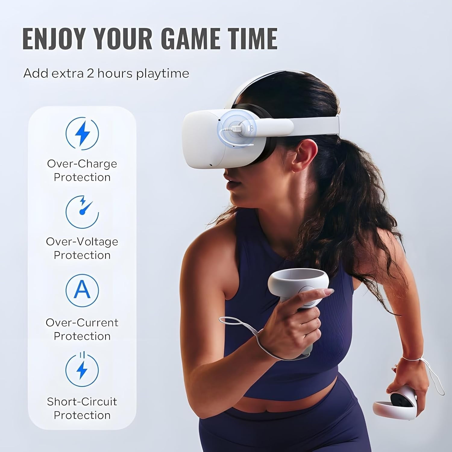 Battery Pack for Oculus Quest 2/3/3S 5000mWh Extended Battery for Meta Quest 3 Accessories 18W Fast Charging VR Headset Battery Pack Lightweight and Portable Charger for Extra 2-4H Playtime