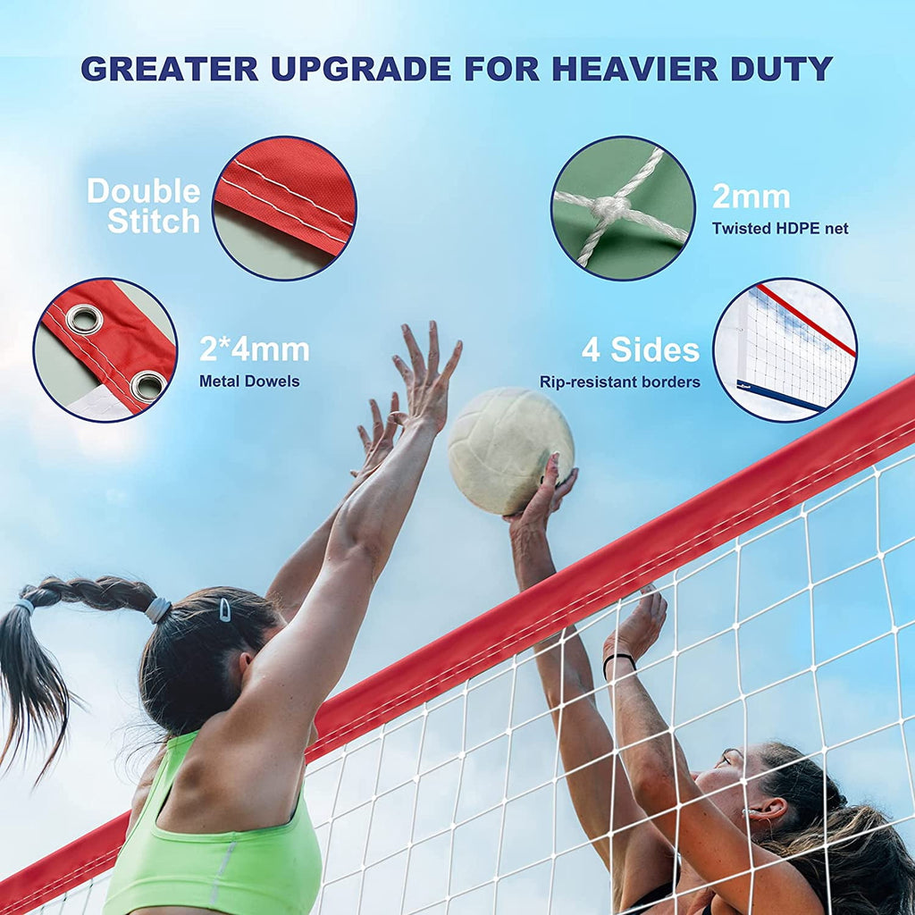 32x3F Volleyball Net Outdoor Heavy Duty Lengthened Stainless Steel Cable Upgraded Weather Resistance for Indoor Outdoor Backyard Pool Beach