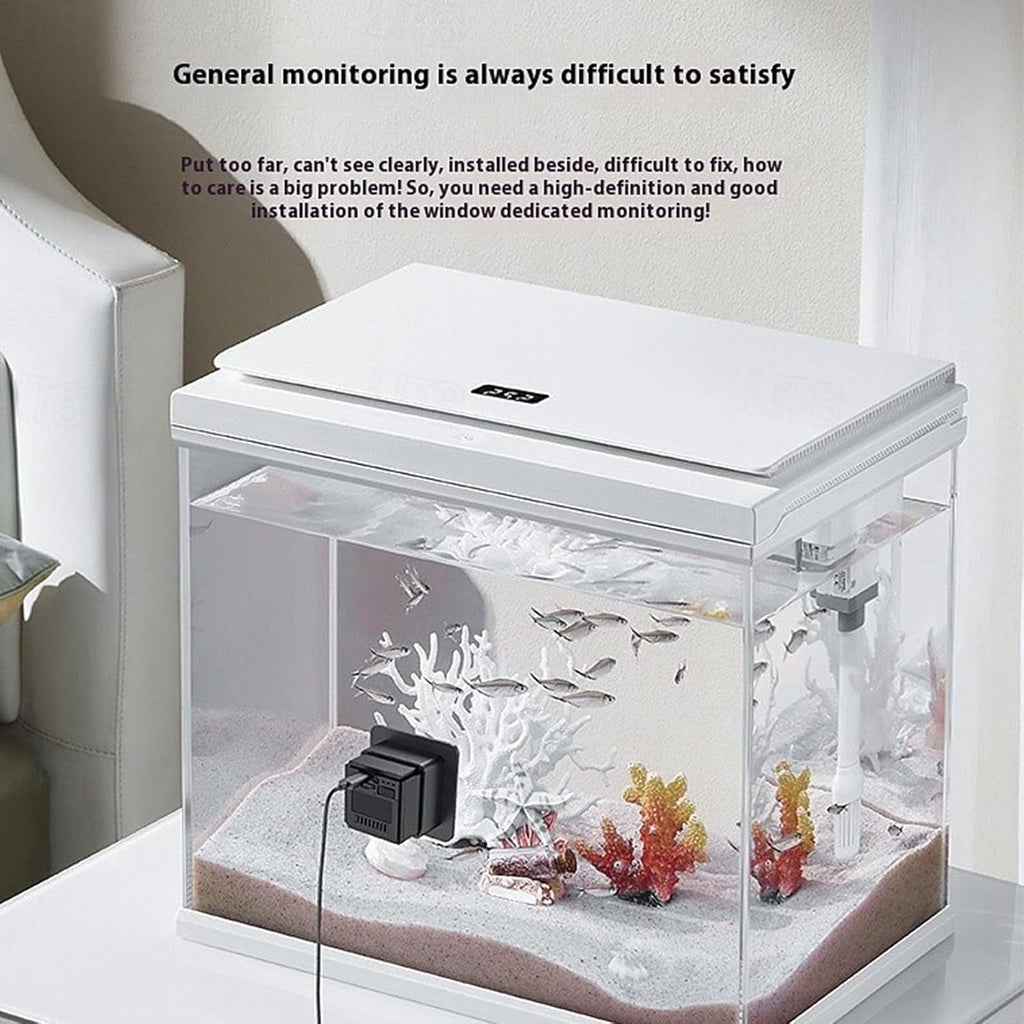 Aquarium Camera with 32G Card Indoor Security Camera 2K Pet Camera with Macro Lens 24/7 Recording for Fish Reptiles Window Security Surveillance System 140° Wide-Angle Night Vision Two-Way Audio