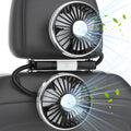 Dual Head Car Fan with Lights USB Car Rear Seat Ventilation Fan 3 Speeds and 360 Degree Rotatable Cooling Car Fans for Vehicles RV SUV Truck