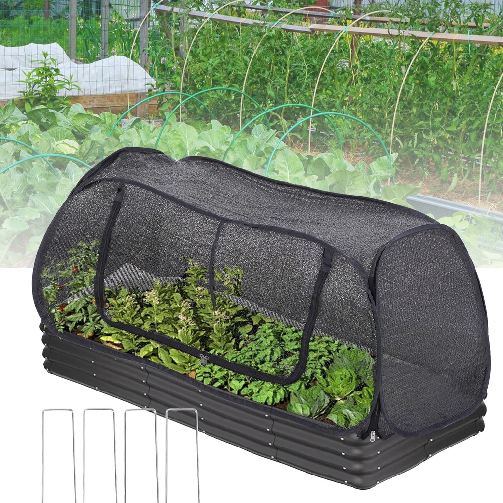 Garden Cover for Raised Flower Beds Garden Covers with Roll-up Zipper Door Plant Covers for Raised Garden Bed Freeze Protection Greenhouse Cover for Protecting Seedlings Fruits Vegetable Rows
