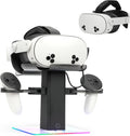 VR Stand Headset Charging Dock for Quest 3S/Quest 3/Quest 2 VR Headset Display Stand and Stable Bracket Storage Base Bottom RGB LED Light