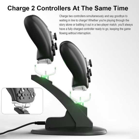 Controller Charger for Switch 2 PRO, Dual USB Fast Controller Charger Dock Station with LED Indicator Light, Replacement Charging Dock - White