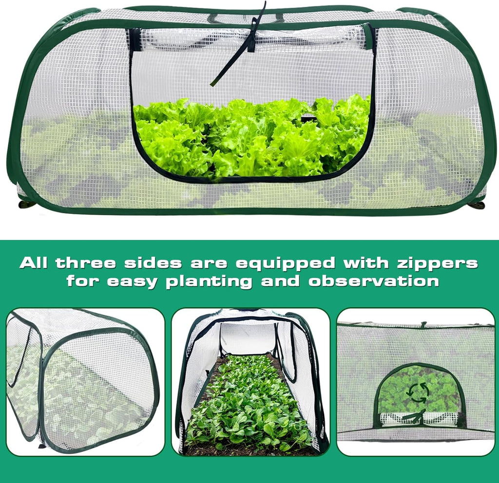 Garden Plant Covers Garden Covers with Roll-up Zipper Door Raised Garden Bed Cover Garden Row Plants Cover Accelerator Greenhouse Cover for Protecting Seedlings Fruits Vegetable Rows