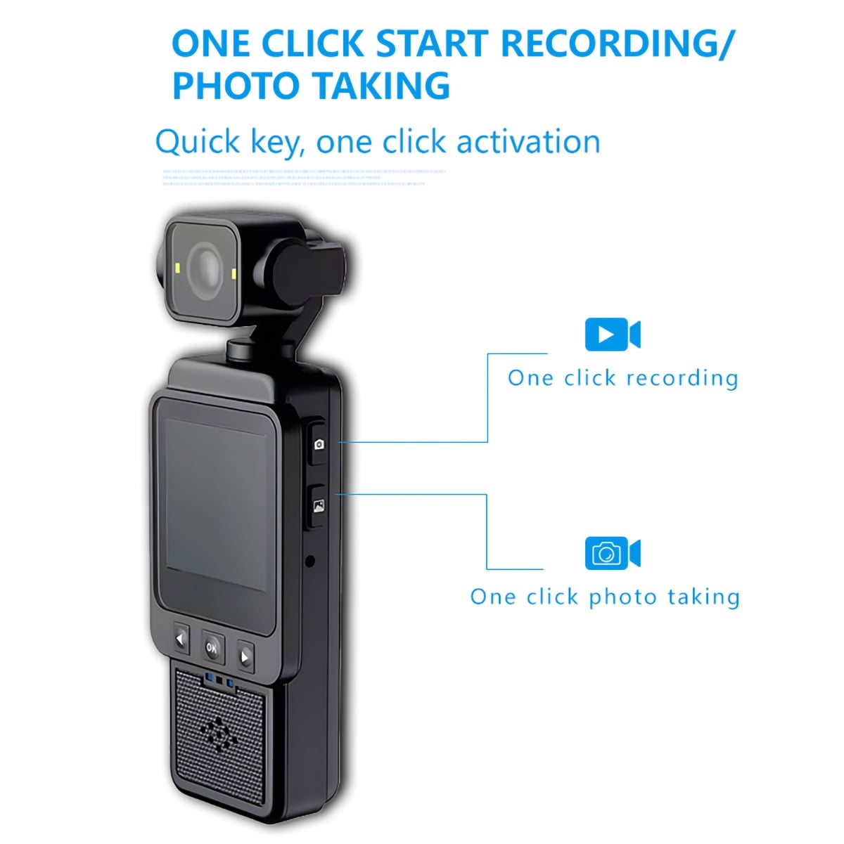 Mini Body Camera 1080P FHD WiFi Video Camera with Audio and Photograph Clip Pocket Vlog Camera for Daily Work Serving Records 180° Rotating Head 120° Wide Angle Built-in Flash 64GB Card